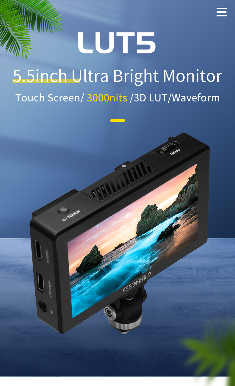 LUT5.5インチオンカメラモニター超高輝度3000nitタッチ