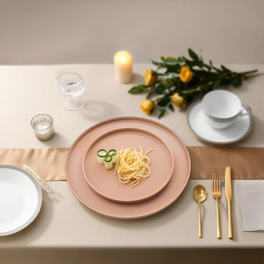 Avrupa tarzı sofra mat sır düz renk yemek tabağı ince porselen yemek takımı restoran için