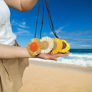 Bohemian Beach Sunglasses <b>Clip</b>, Snap-on Neckband Sunglasses <b>Clip</b>, Handmade Raffia Daisy Hat <b>Clip</b> - Product Image 2