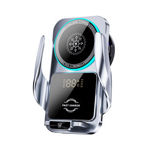 Chargeur sans fil à fonction de refroidissement à charge rapide 15W, détection infrarouge, support de ventilation pour automobile, alliage d'aluminium transparent - Product Image 1