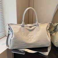 Bolsa de Viaje de PU con Diseño de Trébol de 4 Hojas en Relieve Personalizado, con Compartimento para Trolley, Separación entre Seco y Húmedo, Múltiples Bolsillos, 3 Colores, Ligera, para Fin de Semana