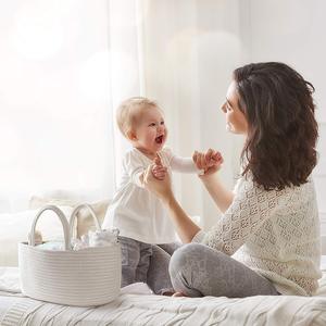 KUYUE Baby Rope Diaper Caddy - Nursery <strong>Storage</strong> <strong>Bin</strong> and Car Organizer for Diapers and Baby - Product Image 6