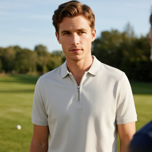 Fabricant 1/4 <span class=keywords><strong>Polo</strong></span> à col zippé Maillot personnalisé pour hommes Chemises de golf respirantes anti-boulochage Piqué de coton Chemises de golf à séchage rapide - Product Image 1