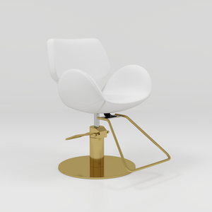 Fauteuil <span class=keywords><strong>de</strong></span> <span class=keywords><strong>coiffure</strong></span> moderne <span class=keywords><strong>de</strong></span> luxe minimaliste en acier inoxydable rose avec base hydraulique dorée, pivotant à 360°, confortable et rembourré en PU pour barbier - Product Image 5
