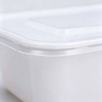 Conteneur alimentaire rectangulaire en plastique jetable épaissi 500 650 750 1000 ml avec couvercle, boîte à lunch micro-ondable, vente en gros