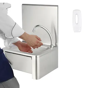 Nieuwe Ontwerp Rvs Knie Bediend Wall Mounted Vanity Sink Voor Handwas