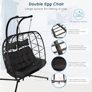 Dwoo Fauteuil <span class=keywords><strong>suspendu</strong></span> <span class=keywords><strong>double</strong></span> d'extérieur toutes saisons, robuste, pour 2 personnes, type fauteuil œuf - Product Image 4