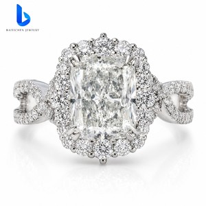 Nuovi Anelli di Fidanzamento e Matrimonio di Lusso in <span class=keywords><strong>Argento</strong></span> 925 Placcato Oro 18K con Tripla Intreccatura Faith Hope e Moissanite per Donne - Product Image 2