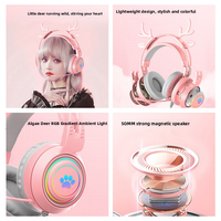 Casque Gamer avec Oreilles de Chat Mignonnes, Microphone, Son Haute Fidélité, Faible Latence JL, Contrôle Tactile, Indicateur LED, Jeux sur Téléphone Mobile
