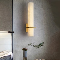 Nouvelle lampe murale en marbre et cuivre de style chinois, luxe léger, pour salon, chambre à coucher, chevet