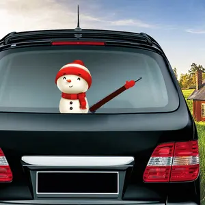 ETIE design Père Noël Autocollant d'essuie-glace de fenêtre arrière de voiture Style de Noël Drôle bras ondulant Autocollants de pare-brise arrière Autocollant auto