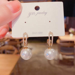 แฟชั่น<span class=keywords><strong>3</strong></span> Ware วิธีสำหรับหนึ่งคู่ต่างหูมุกเพชรธรรมชาติต่างหู18พันทองสำหรับผู้หญิงขายส่ง N2302212 - Product Image 1