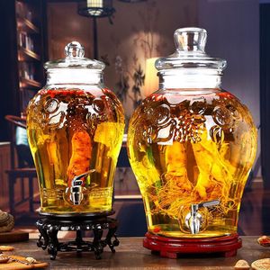 Glass Wine Making <b>Jar</b> <b>With</b> <b>Tap</b> 5 Jin And 10 Jin Sealed Bottle For Infused Liquor Home Brewing Kit - Product Image 1