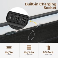 Cadre de lit en métal avec tête de lit et station de charge, lumière LED incluse