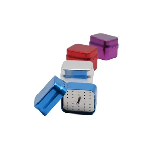 1 pièce Boîte de désinfection dentaire en aluminium, étui de stérilisation pour autoclave, support pour fraises et instruments endodontiques, 30 trous pour fraises et instruments de laboratoire dentaire - Product Image 1