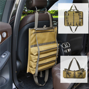 Organizador de maletero de coche, bolsa de herramientas plegable de tela Oxford con múltiples bolsillos, color caqui y negro, bolsa colgante de gran tamaño para almacenamiento en vehículos - Product Image 5