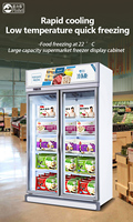 Congélateur vertical commercial pour crème glacée -22 degrés Congélateur profond Refroidissement par ventilateur 3 portes vitrées Viande congelée Température unique