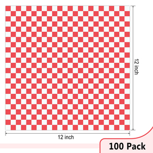 Papier alimentaire imperméable et antiadhésif à carreaux rouges, qualité alimentaire, 305x305mm, pour emballage alimentaire - Product Image 2