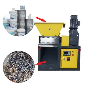 commercial waste plastic film bag cans wood pallets lumps blocks shedder double shaft shredder machine