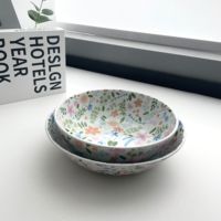 Design personnalisé Rpet Restaurants Bol Plats Assiettes Service de table Vaisselle Ensemble de vaisselle de luxe en plastique avec fleurs