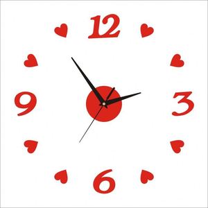 Horloge numérique créative en forme de cœur à faire soi-même, autocollante, en acrylique miroir 3D, horloge murale silencieuse pour la décoration du salon et de la chambre - Product Image 1