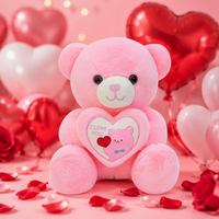 Lindo Oso de Peluche Rosa con Corazón de Te Amo para Regalo de San Valentín