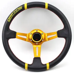 Volante de fibra de carbono para coche de carreras, volante de 90mm 75mm de cuero oxidado de PVC