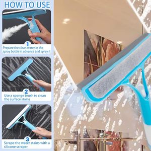 Soft Water Crevice <b>Brush</b> Handle Shower Squeegee Plastic <b>Window</b> Squeegee for Glass Doors Bathroom Accessory Glass Cleaner Spray - Product Image 4
