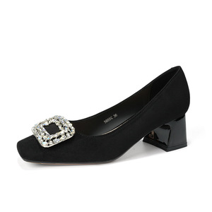 Zapatos de Tacón Cuadrado con Hebilla de Diamantes de Imitación, Modelo 5688C-174, Zapatos Mary Jane de Tacón Medio y Color Sólido para Mujer - Product Image 4