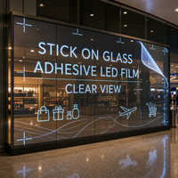Film LED transparent adhésif pour vitrine d'aéroport, affichage publicitaire sur verre pour boutiques duty-free