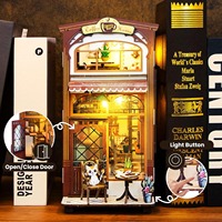 Kit de décoration miniature Hamaileon Vintage Coffee House Book Nook avec lumière chaude, maison de poupée DIY pour adultes, insert pour étagère
