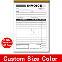 Vente en gros de papier autocopiant Ncr personnalisé, reçu de facture, commande de facture, carnet de facture, formulaire 2 ~ 3-Part 50 Sets avec le nom et le logo de l'entreprise