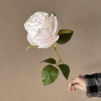 Lot de fleurs artificielles en soie bordeaux faites à la main, en forme de rose, pour Noël, la Saint-Valentin et les mariages, pour arrangements muraux