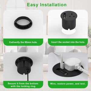 <span class=keywords><strong>Prise</strong></span> de bureau encastrée personnalisée avec câble rétractable 20W, passe-câble encastré USB-C et <span class=keywords><strong>prise</strong></span> de courant encastrée - Product Image 4