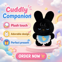 Peluche personnalisée de lapin noir, jouet en peluche brodé OEM ODM pour la promotion de marques et de personnages IP