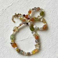 Collier tendance en pierres précieuses colorées, style bohème, perles naturelles baroques, pierre de soleil, agate, collier de perles en pierre naturelle