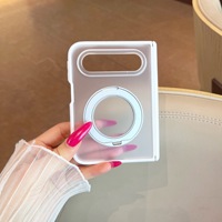 Coque de protection pour Xiaomi 18 Fold, anti-chute, translucide givrée, sensation de peau, avec anneau magnétique et béquille, double charnière