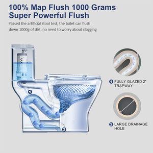 욕실 바닥 설치형 세라믹 사이펀식 S-트랩 스마트 컨트롤 듀얼 플러시 305mm 모던 일체형 변기 - Product Image 2