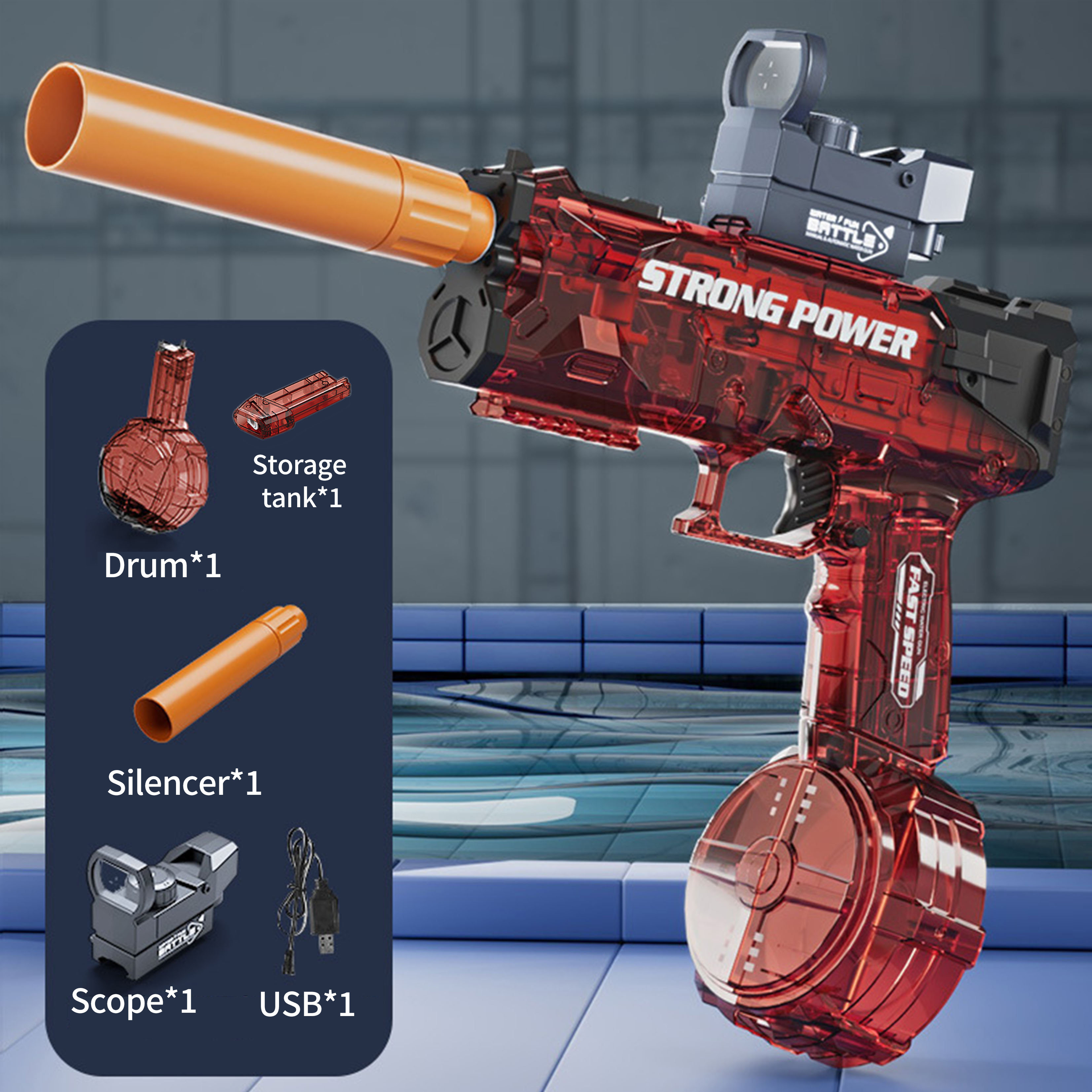 Pistolet à eau Ice Burst-Rouge