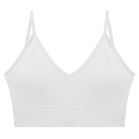 Soutien-gorge sans armatures réglable anti-affaissement pour femme avec dentelle, col en V, en nylon respirant, plusieurs couleurs