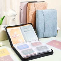 Carpeta Portadocumentos SYC A4 Multifuncional, Portátil, de Doble Cara, con Cierre de Cremallera, de PU, con Anillas para Hojas Sueltas
