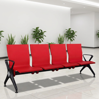 Fauteuil d'attente moderne en cuir PU 4 places, durable, ergonomique, facile à nettoyer, avec accoudoirs et pieds en alliage d'aluminium, livraison rapide