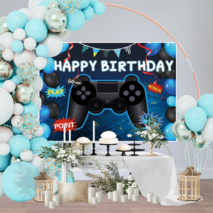 Videojuego <span class=keywords><strong>Feliz</strong></span> <span class=keywords><strong>cumpleaños</strong></span> telón <span class=keywords><strong>de</strong></span> fondo juego en fiesta <span class=keywords><strong>de</strong></span> <span class=keywords><strong>cumpleaños</strong></span> telón <span class=keywords><strong>de</strong></span> fondo Banner fiesta juego fiesta pared decoraciones suministros - Product Image 3