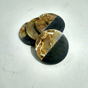 Natural Quartz Stone <b>Coaster</b> Set Handmade Crystal Agate <b>Coasters</b> Gold Edge Decorative <b>Drink</b> <b>Coasters</b> for Home Table Dining Room - Product Image 1