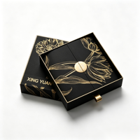 Boîte rigide de luxe à deux pièces avec couvercle et base coulissante, personnalisable avec logo et estampage à chaud doré, pour le rangement de bijoux fins