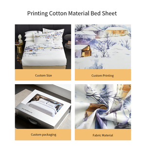 Neuankömmling Benutzer definierte Bettwäsche Haut freundlich Atmungsaktiver Druck Baumwoll material Elastisches Flach betttuch Wasch bares Bettlaken - Product Image 3