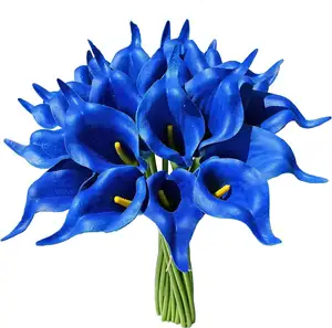 Royal Blue Flowers Artificial Calla Lily Silk Flowers 13.4" for Mother's Day Home Kitchen & Wedding