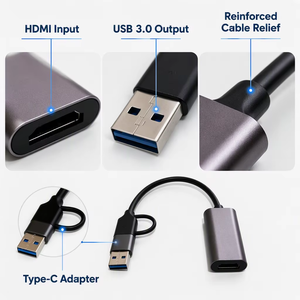 Tarjeta de captura de vídeo USB 3,0 tipo C HDMIVideo para transmisión en vivo Gamin 1080P 60Hz adaptador de grabadora portátil compatible con OBS/Switch/<span class=keywords><strong>PS4</strong></span>/PC/Mac - Product Image 2