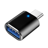 Adaptateur Type-C vers USB3.0 Lecteur de cartes pour téléphones mobiles en alliage de zinc Adaptateur USB C vers USB 3.0 OTG avec éclairage