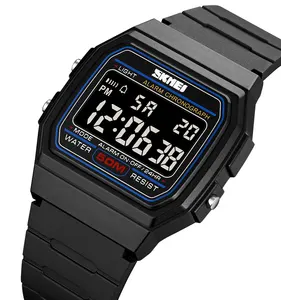Relojes SKMEI 2042 jam tangan pria digital, jam tangan retro kotak klasik ultra tipis gshock digital elektronik